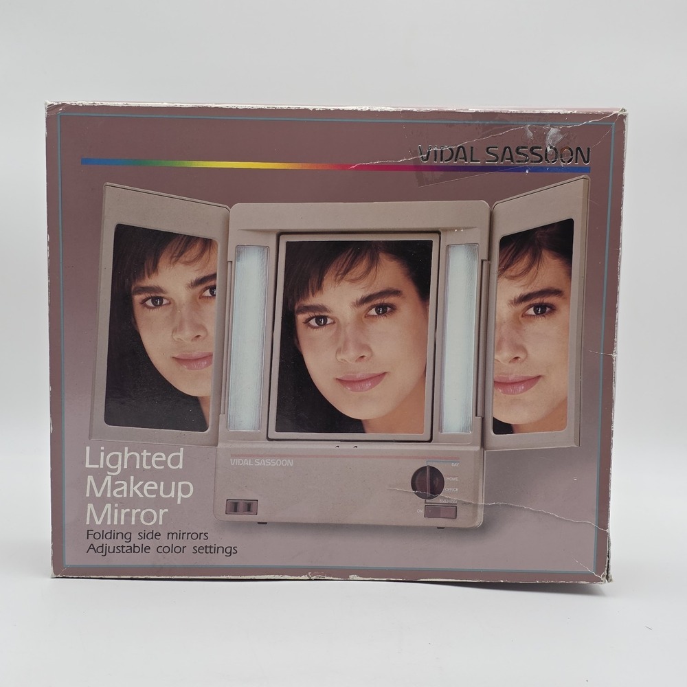 Vintage Vidal Sassoon 3 Sided‎ 4 Way Light Up Makeup Mirror Model VS475 Works